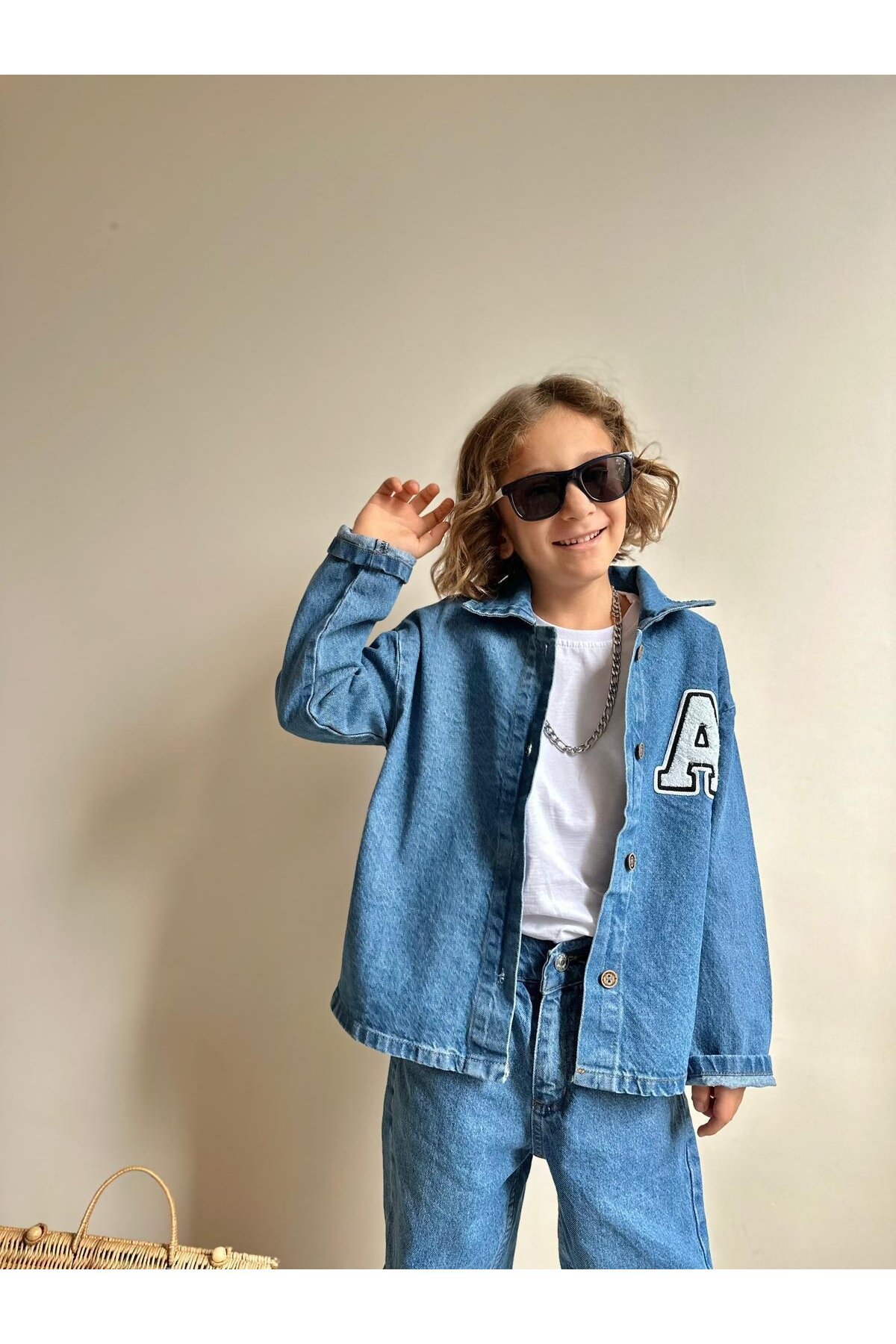 Erkek Çocuk 3’lü Kot Takım Alt Üst Body Mavi