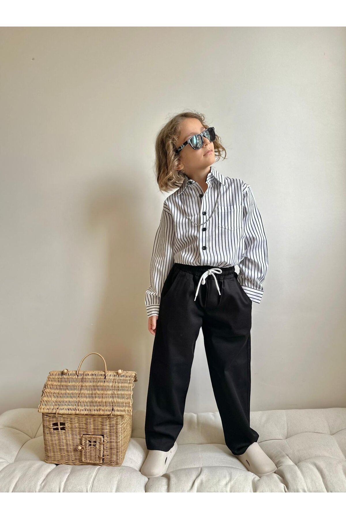 Erkek Çocuk Gabardin Pantalon ve Gömlek Alt Üst Takım