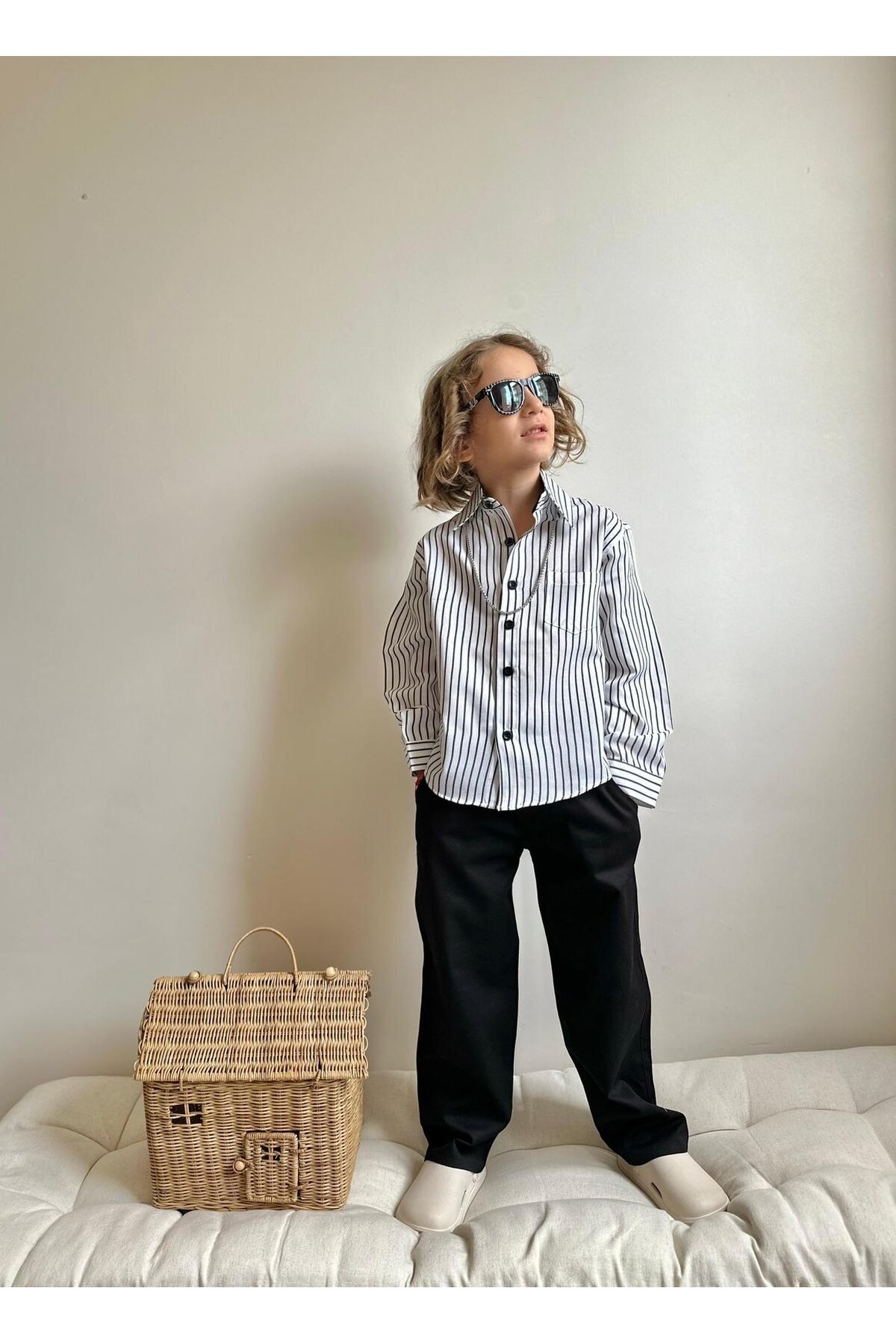 Erkek Çocuk Gabardin Pantalon ve Gömlek Alt Üst Takım