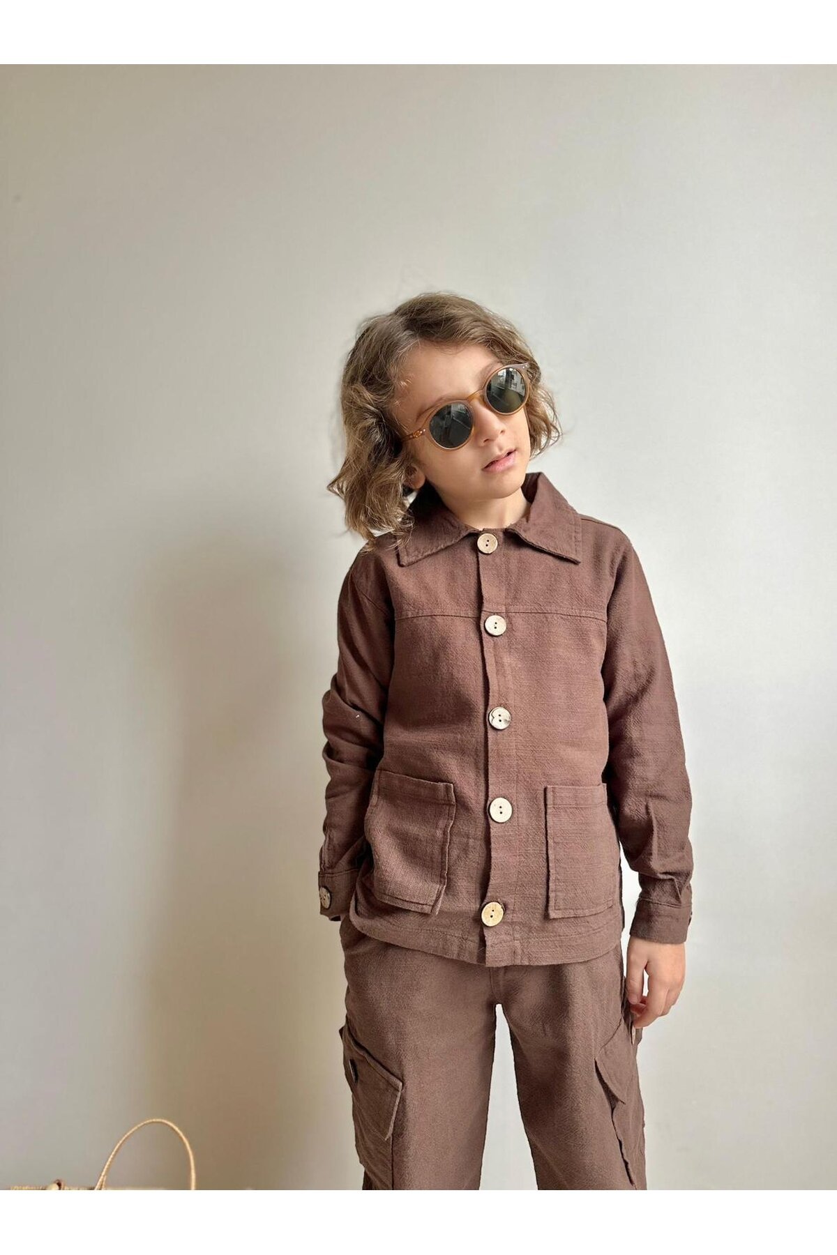 Erkek Çocuk Yıkamalı Keten Gömlek Pantolon Takım