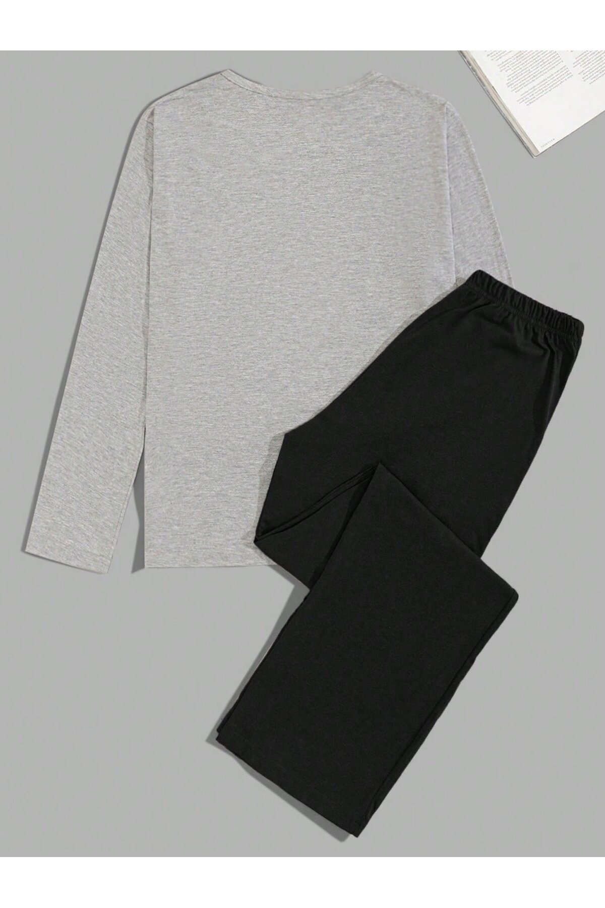 Erkek Uzun Kollu Pijama Takımı Ayı Baskılı