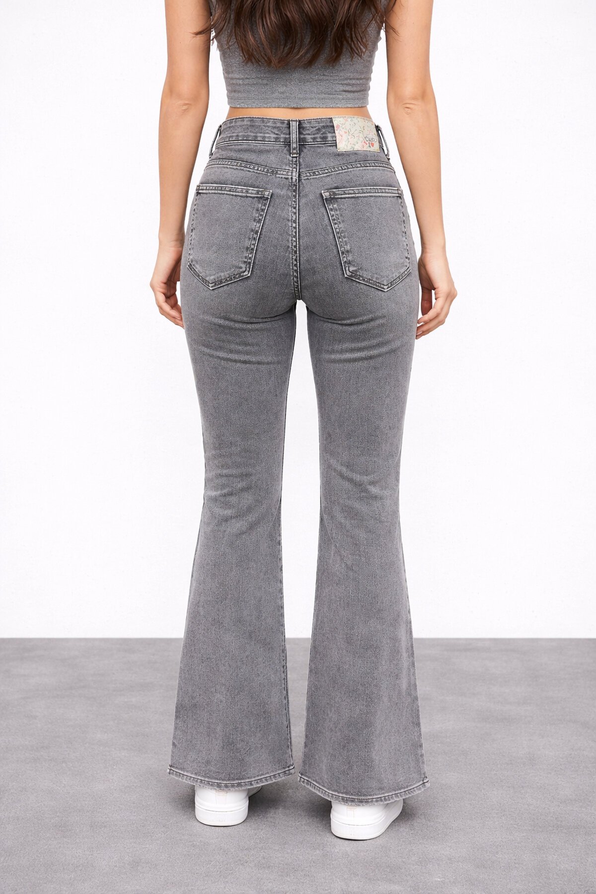 Gri İspanyol Paça Jean