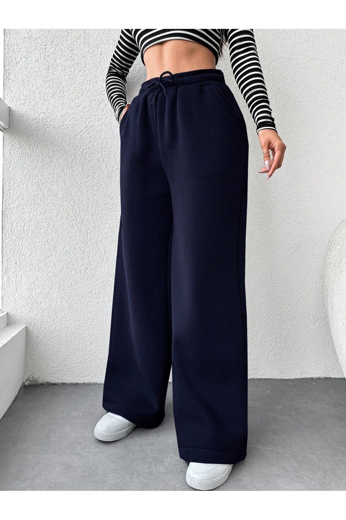 İki İplik Şardonlu Eşofman Altı Lacivert