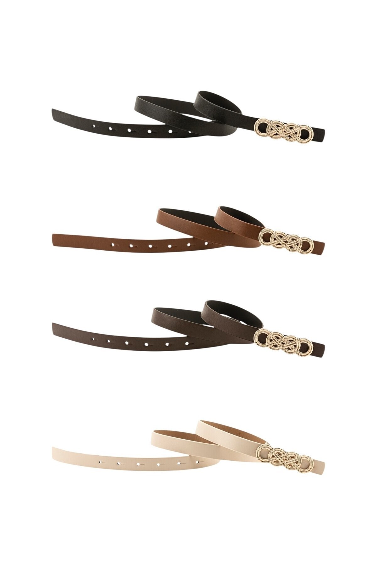 İkili Düğüm Tokalı 4 Lü Set Kadın Kemer