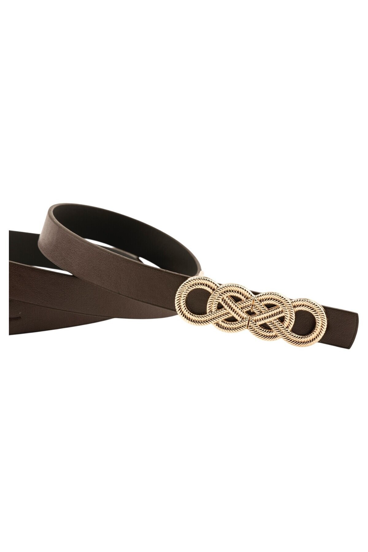 İkili Düğüm Tokalı ikili set Kahverengi_Bej Kadın Kemer
