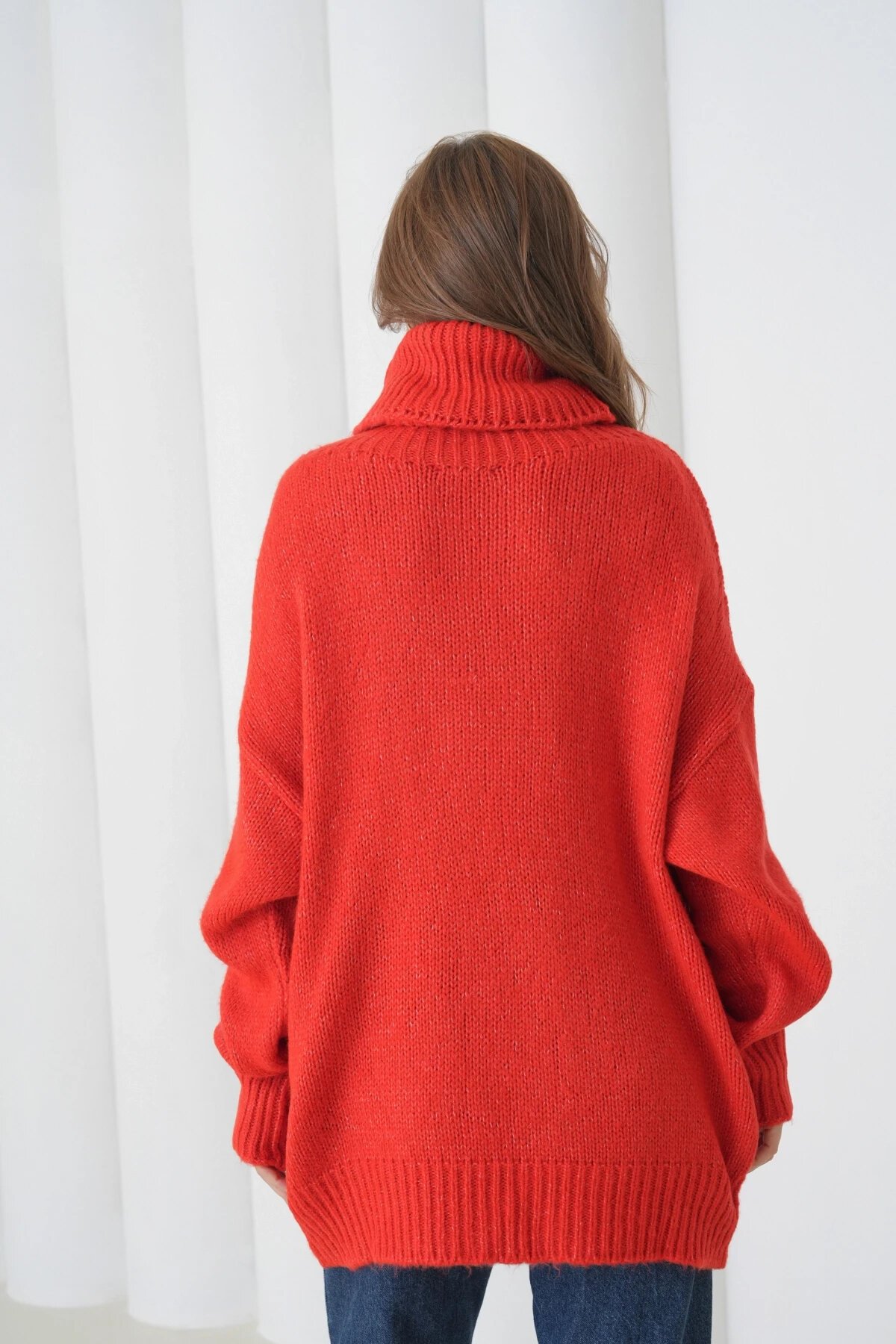 Kadın Balıkçı Yaka Kaşkorse Oversize Triko Tunik