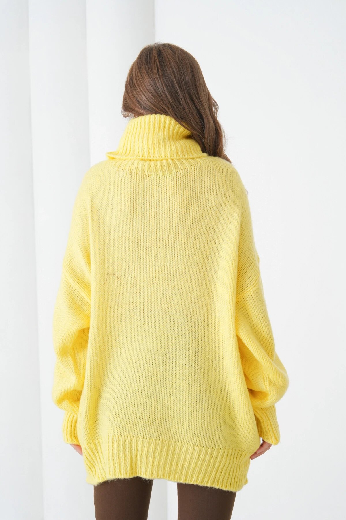 Kadın Balıkçı Yaka Kaşkorse Oversize Triko Tunik