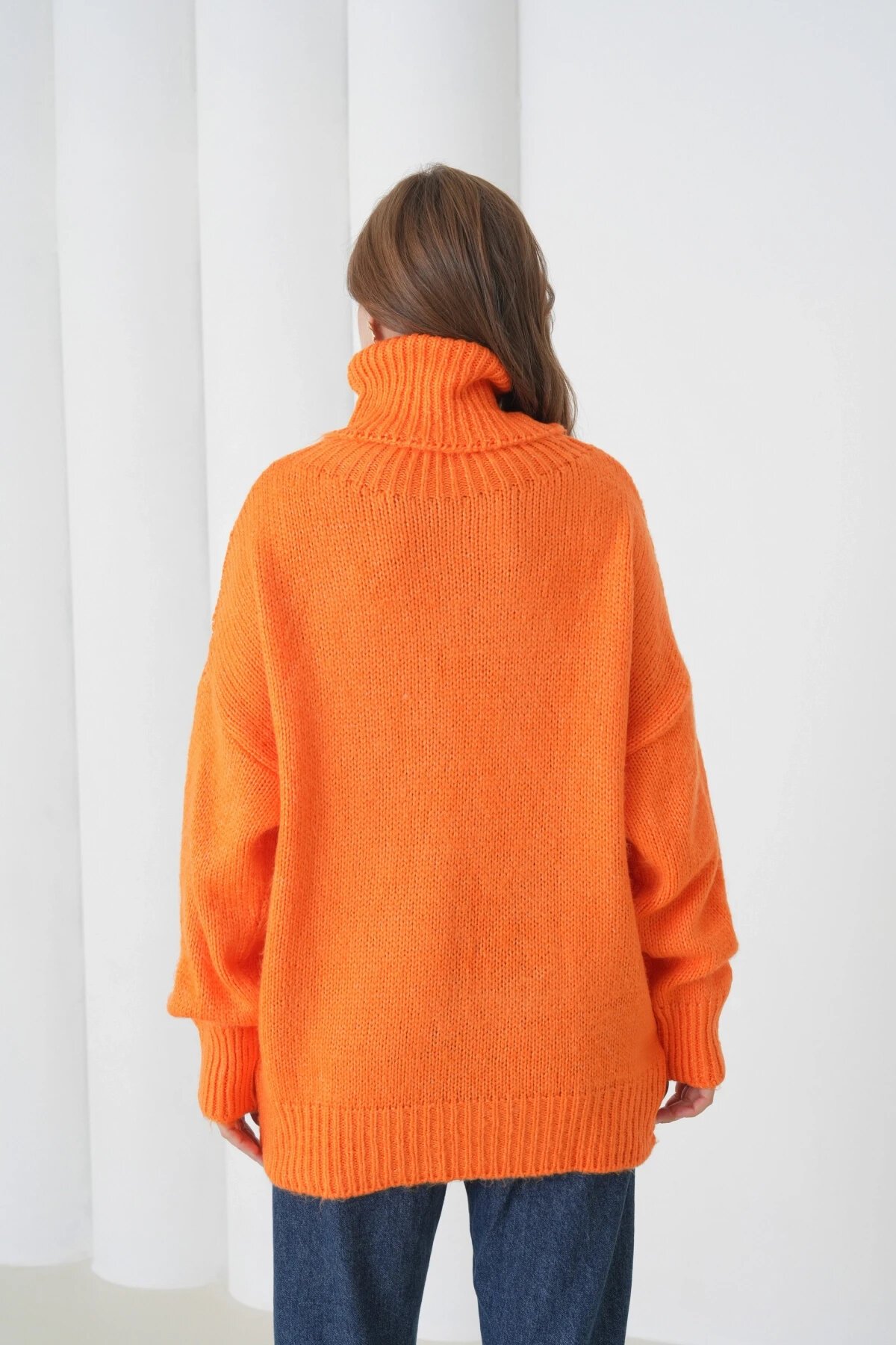 Kadın Balıkçı Yaka Kaşkorse Oversize Triko Tunik