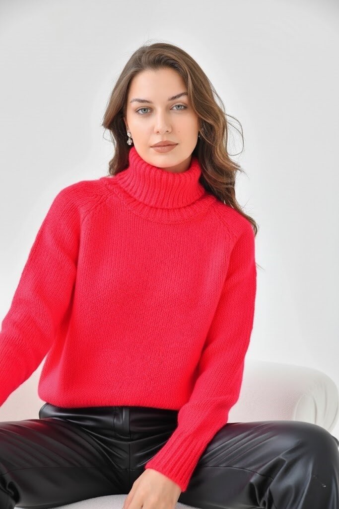 Kadın Balıkçı Yaka Kaşkorse Triko Kazak