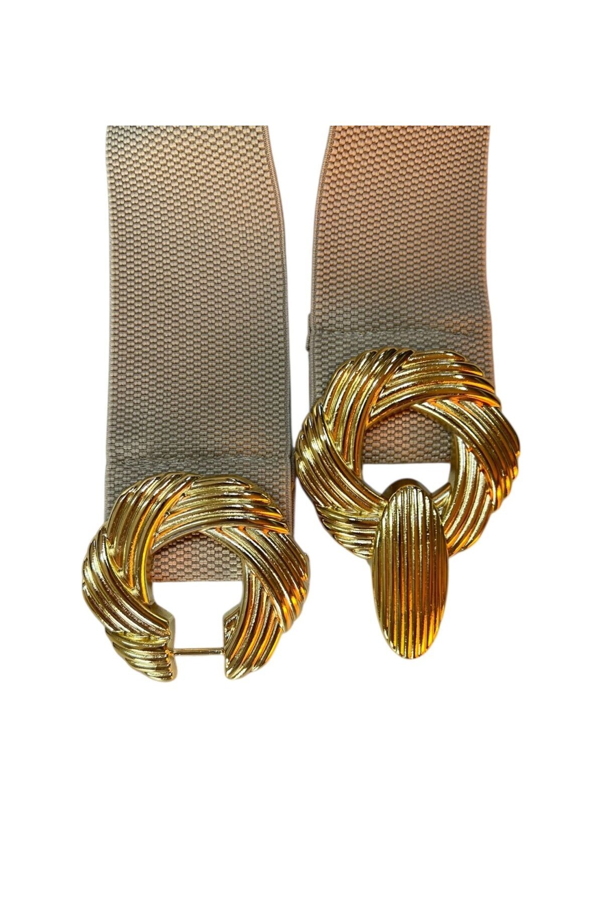 Kadın Burgu Tokalı Lastikli Bej Kemer