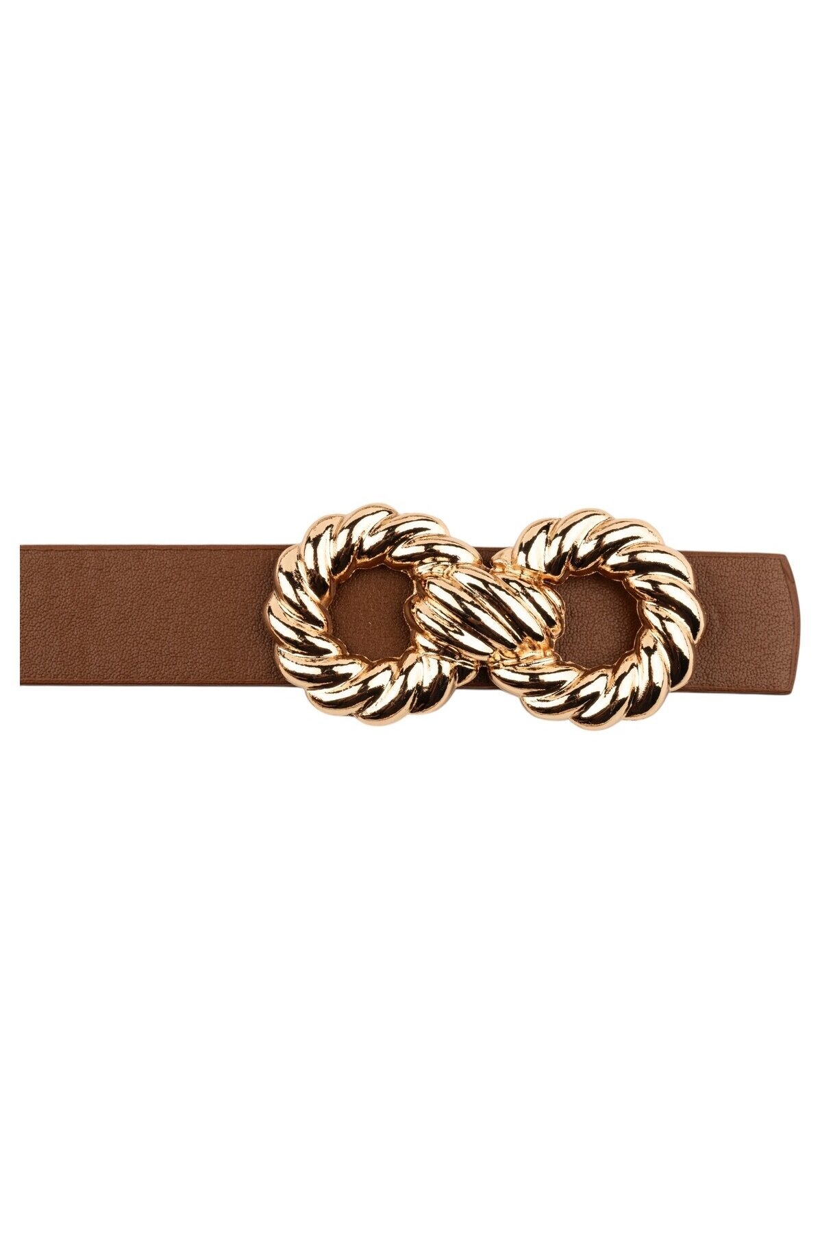 Kadın Çift Halka Tokalı Taba Kemer