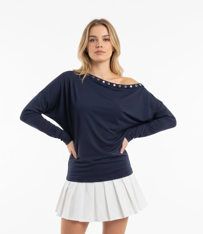 Kadın Kayık Yaka Yarasa Kol Yakası Troklu Lycralı Penye Bluz