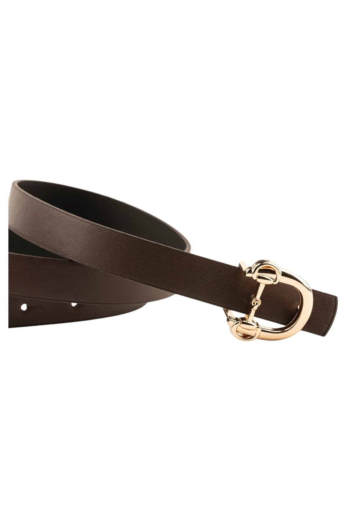 Kadın Modern D Tokalı Kahverengi_ Bej Kemer