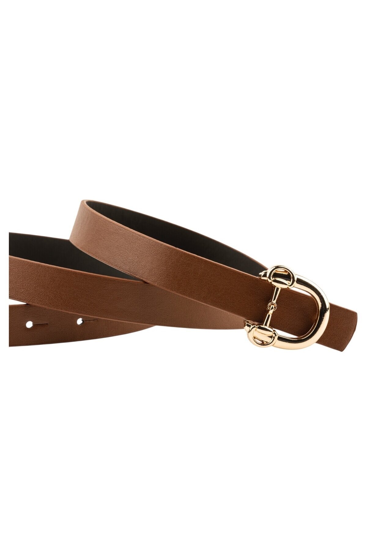 Kadın Modern D Tokalı Siyah_Taba Kemer