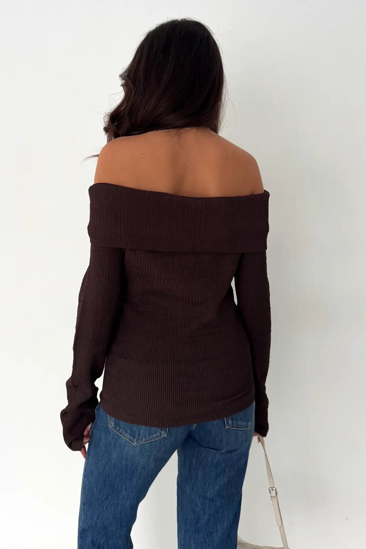 Kadın Omuz Açık Toka Detaylı Bluz