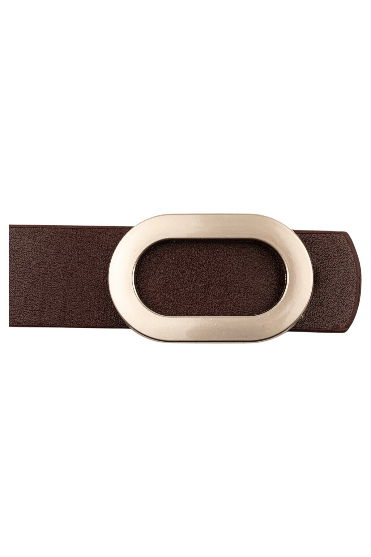 Kalın Oval Tokalı İkili Set Kahverengi_Bej Kadın Kemeri