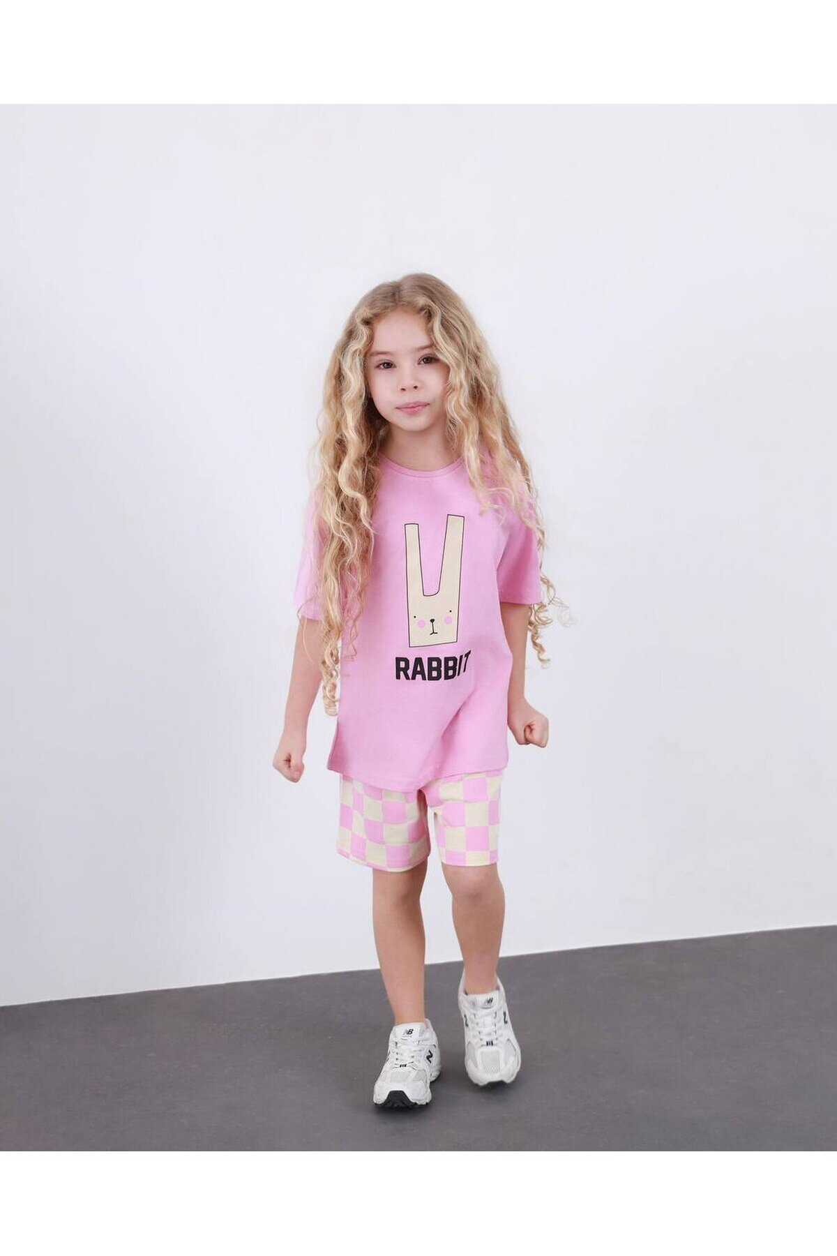 Kız Çocuk Ekose Desenli Şort T-Shirt Alt Üst Takım