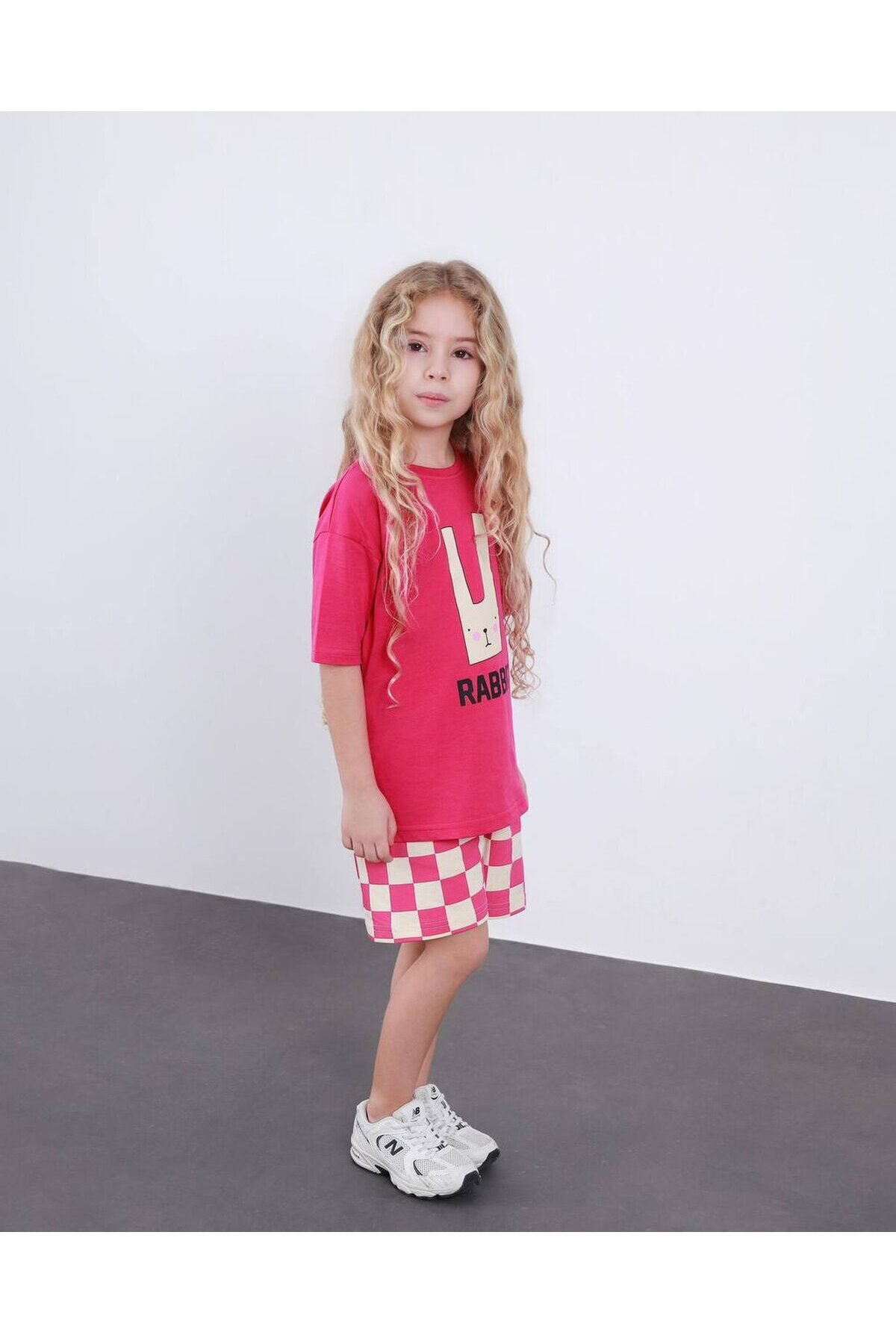 Kız Çocuk Ekose Desenli Şort T-Shirt Alt Üst Takım