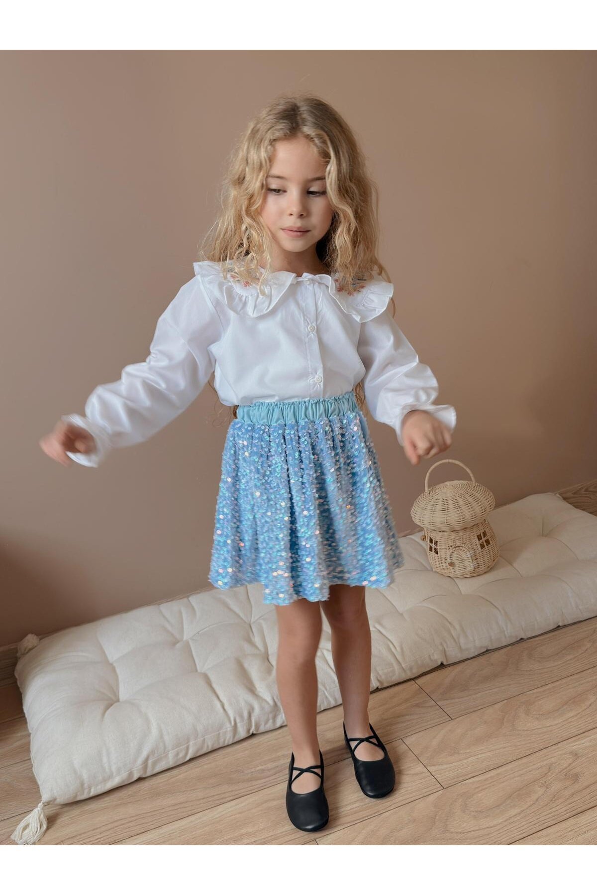 Kız Çocuk Gömlek Etek Alt Üst Takım