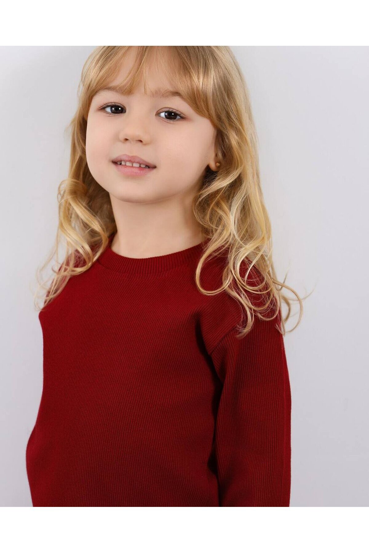 Kız Çocuk Paça Fiyonk Detaylı Kaşkorse Alt Üst Takım Bordo