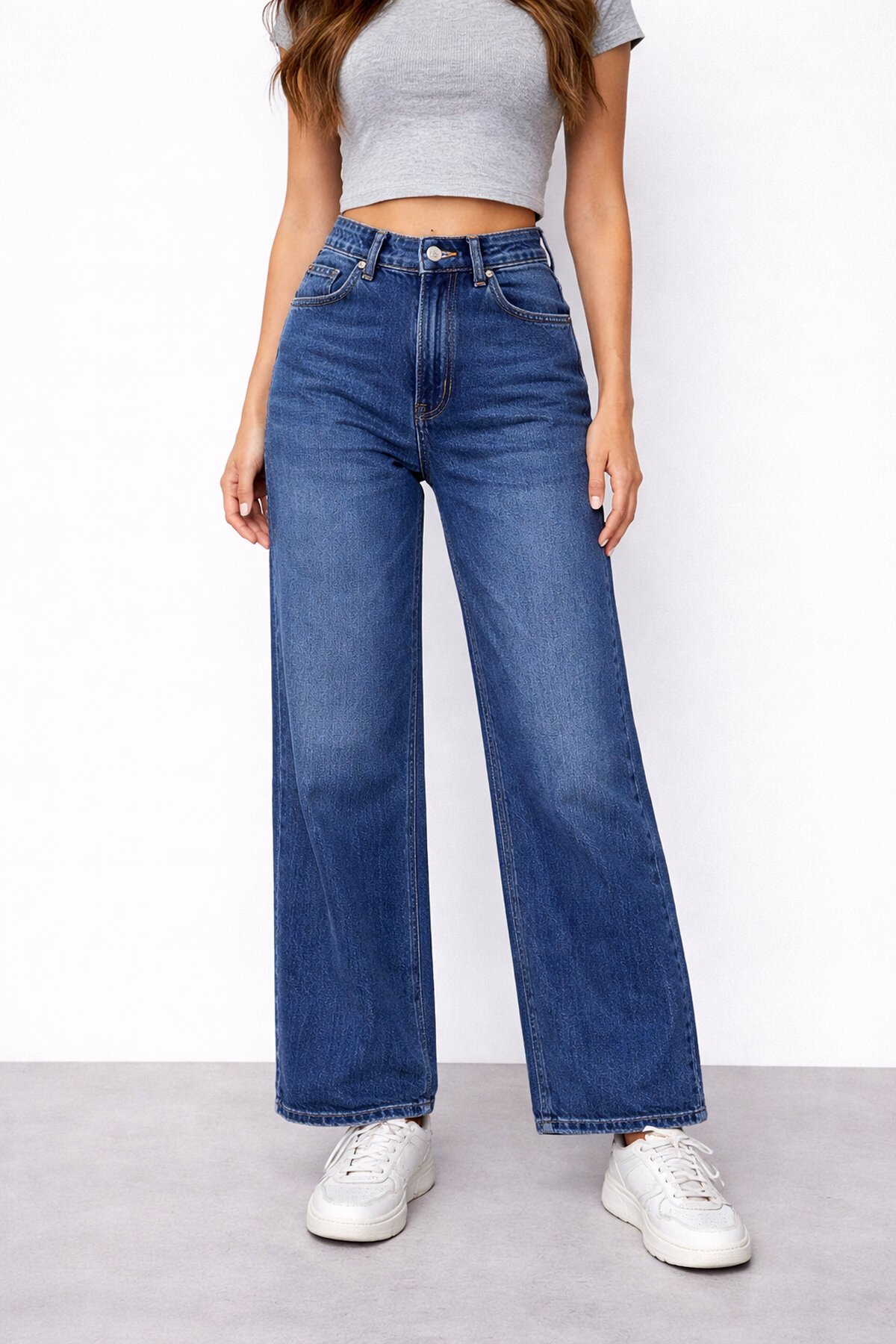 Lacivert Wide Leg Jean