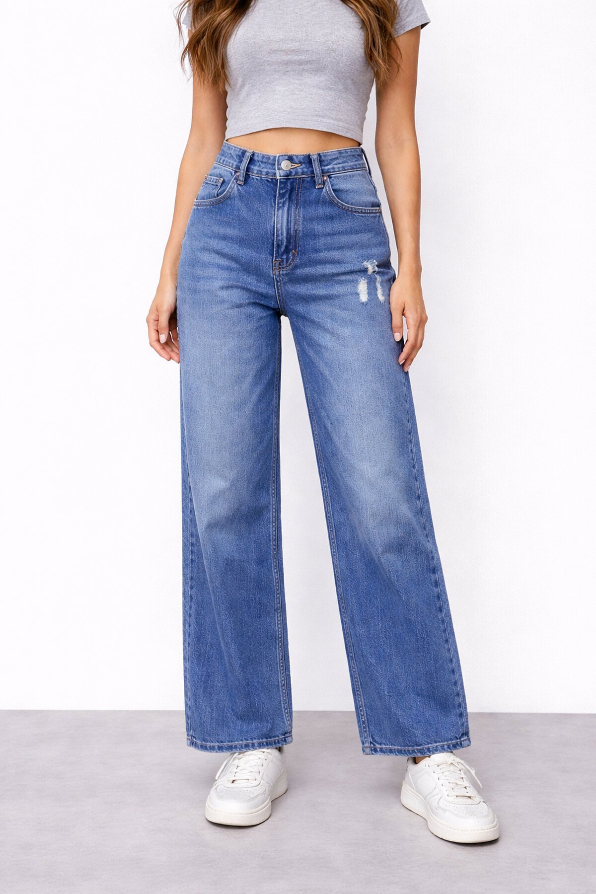 Mavi Geniş Paça Jean