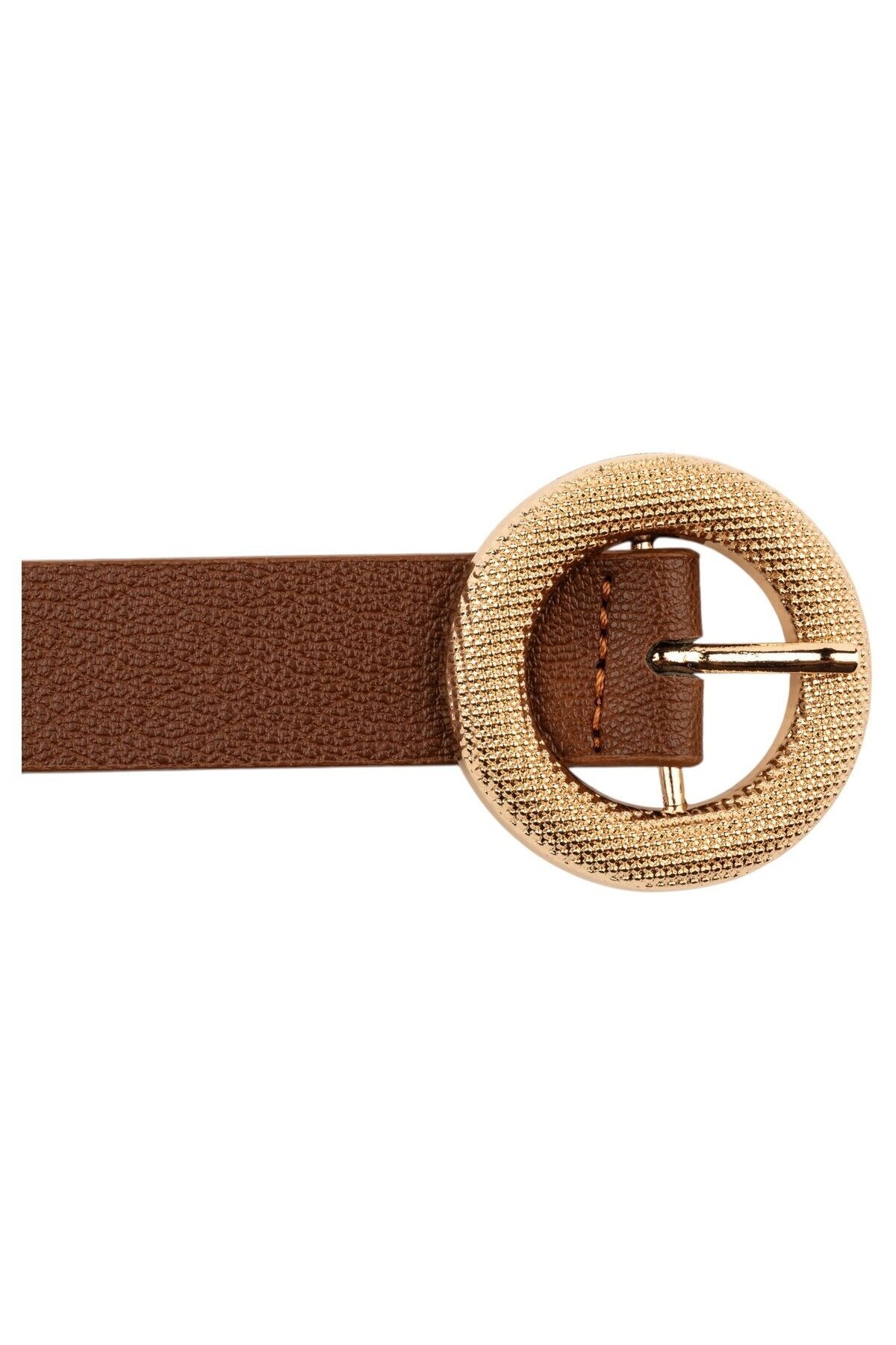 Mozaik Yuvarlak Tokalı Taba Kadın Kemeri