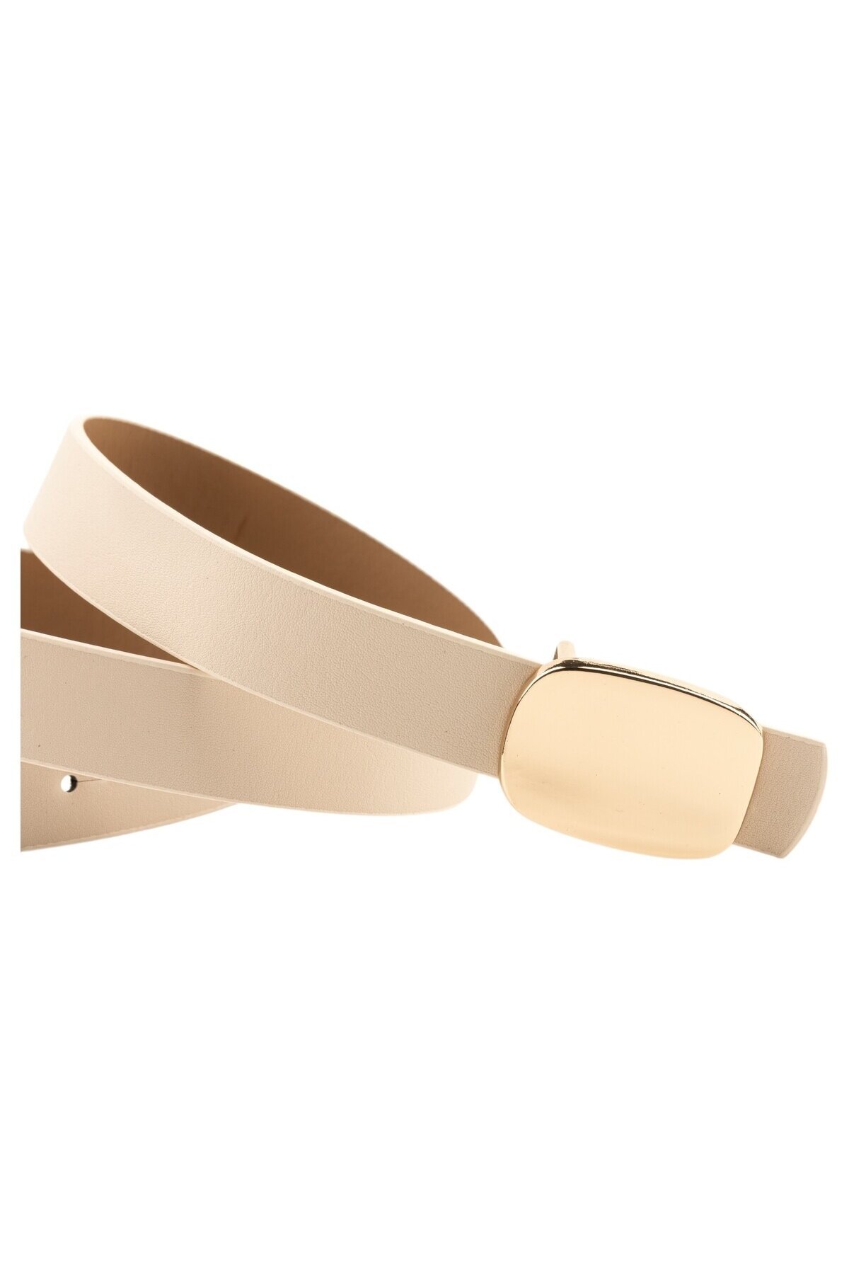 Parlak Kare Tokalı İkili Set Kahverengi_Bej Kadın Kemeri