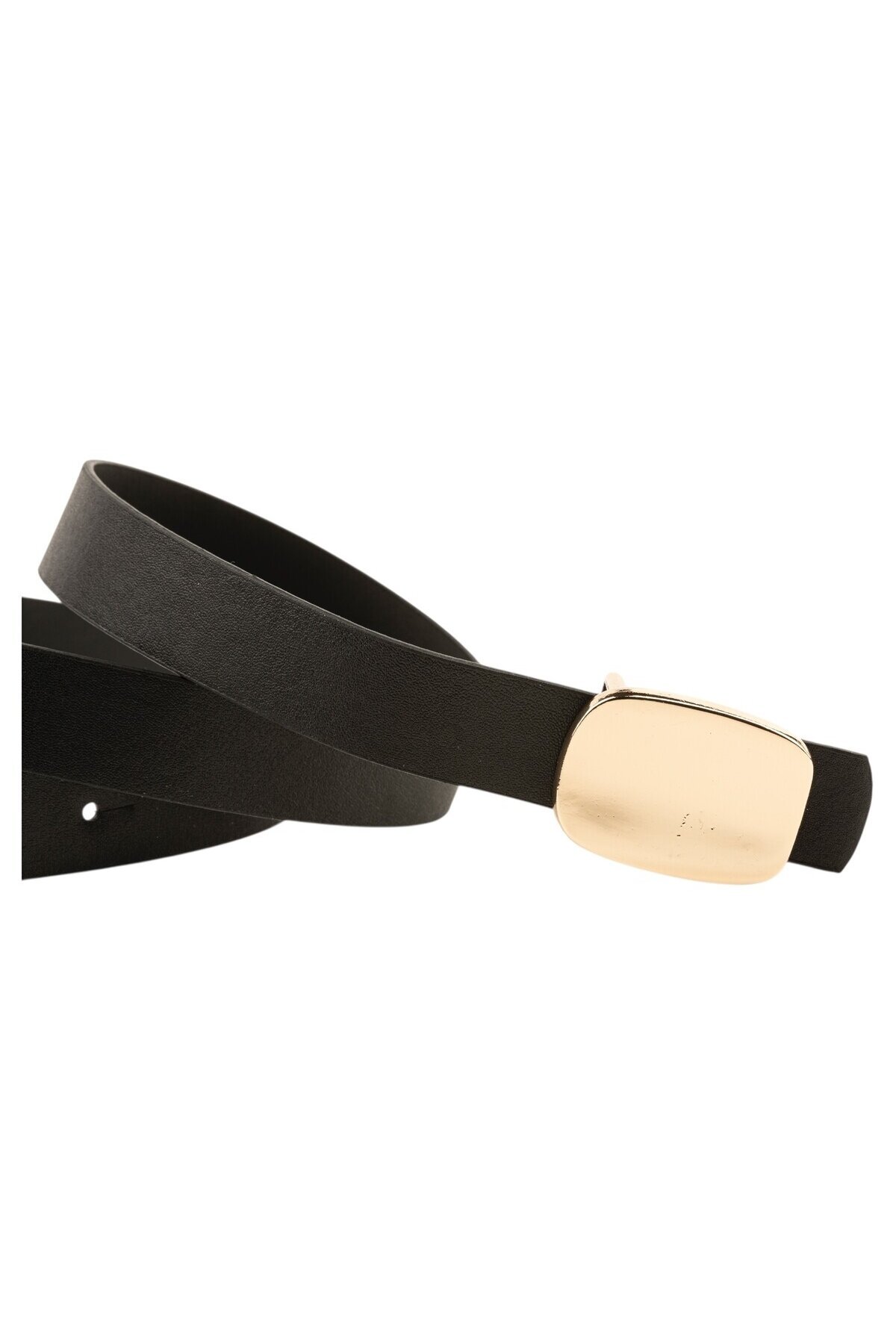 Parlak Kare Tokalı Siyah Kadın Kemeri