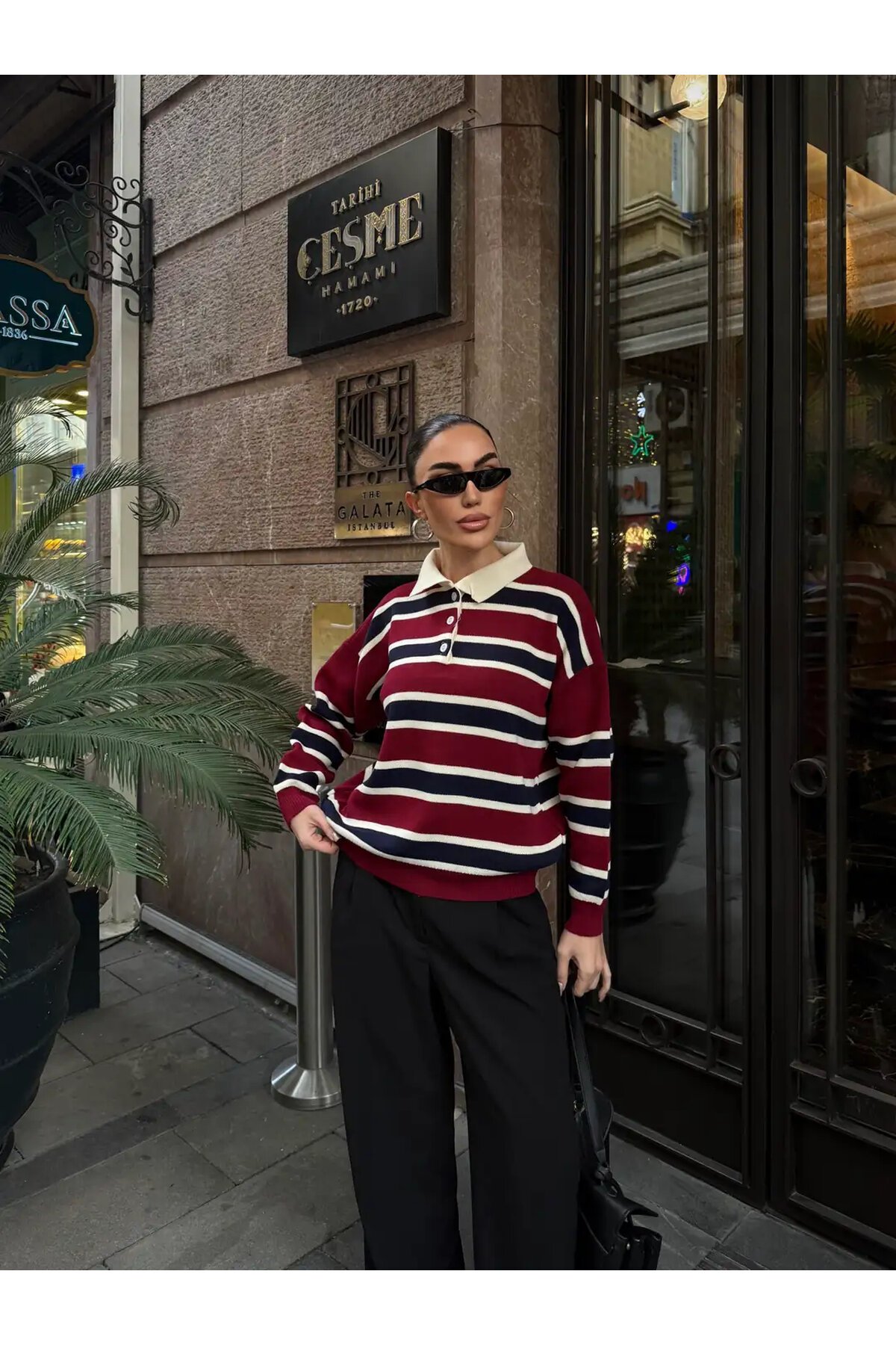 Polo Yaka Oversize Triko Sweatshirt