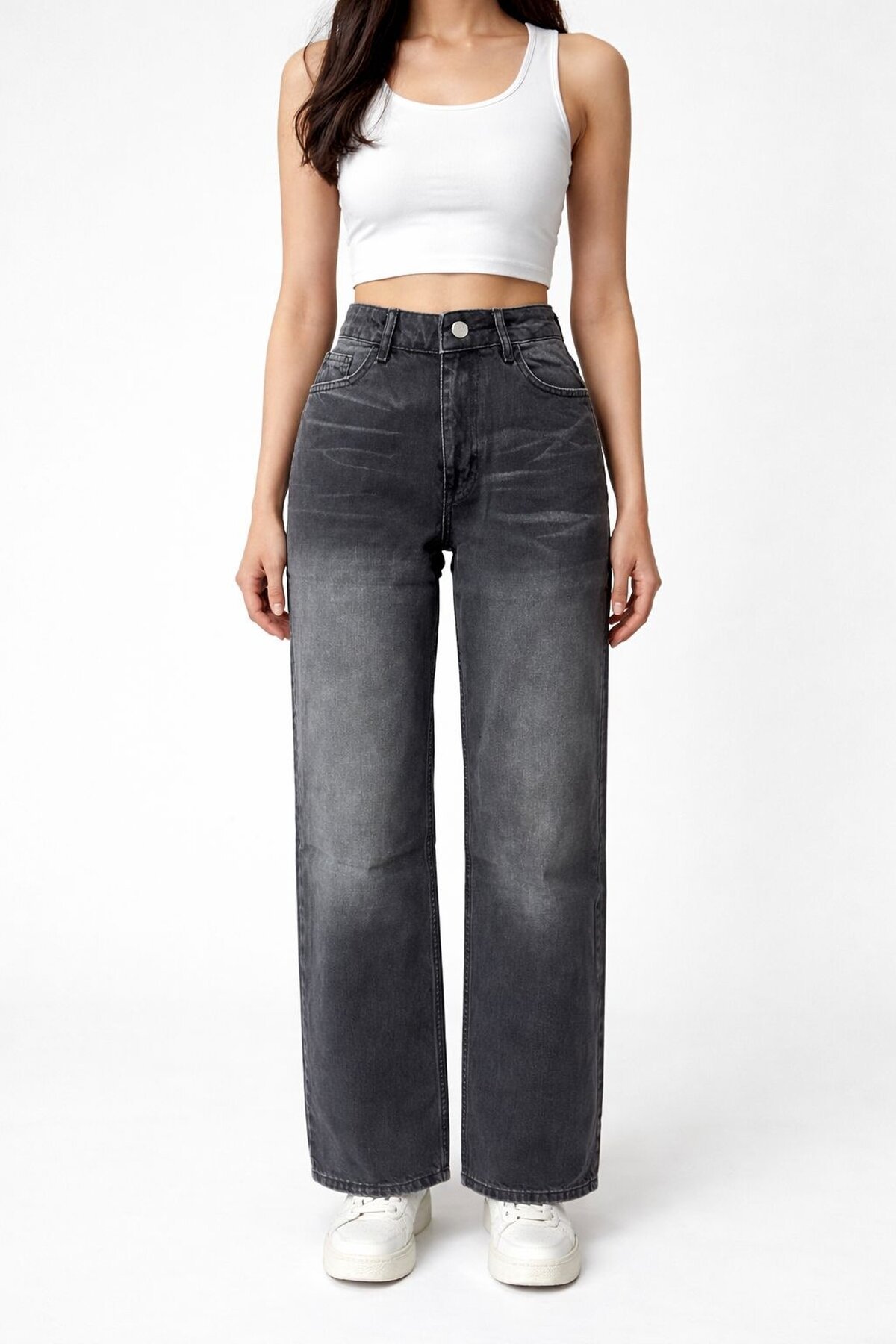 Siyah Geniş Paça Jean