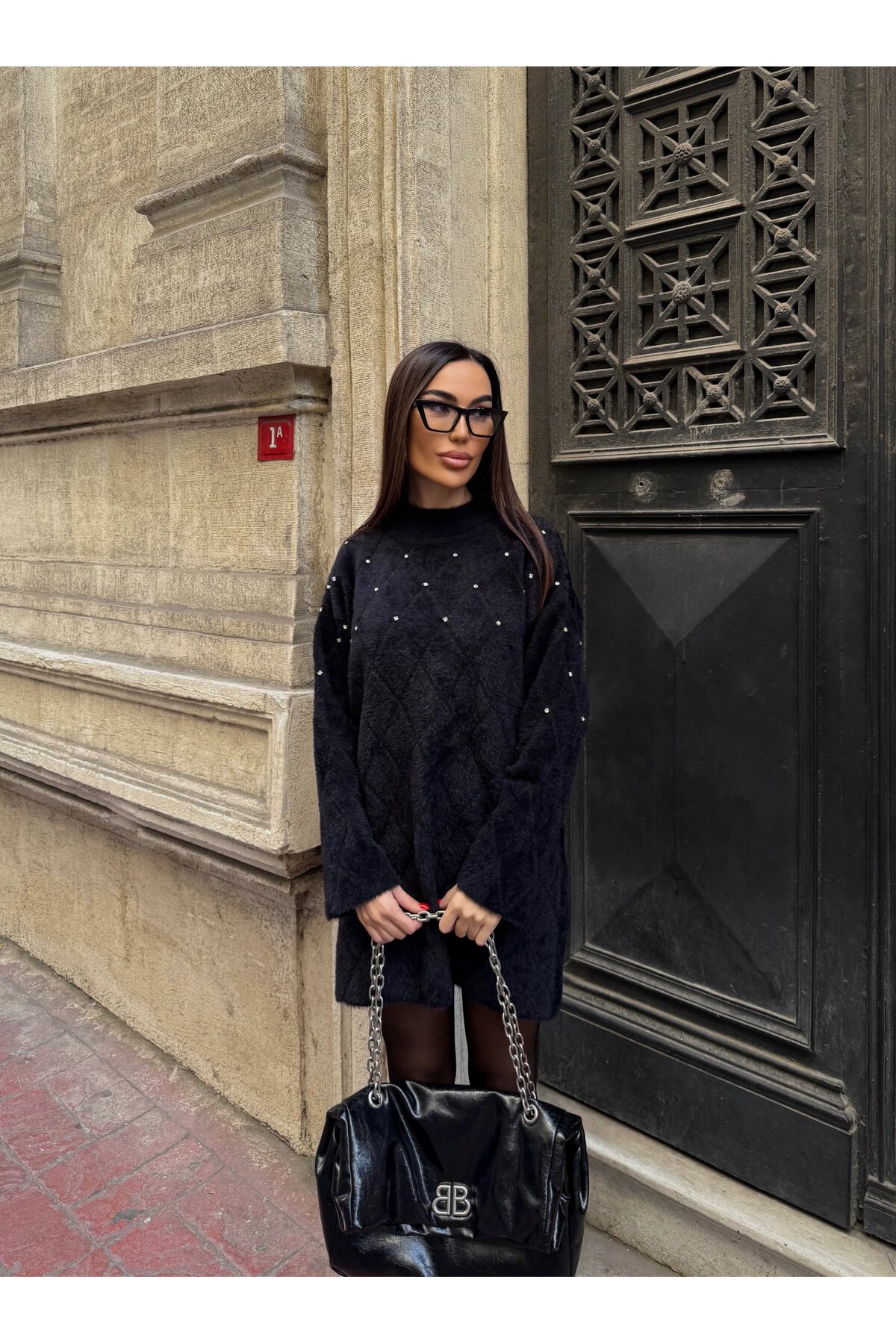 Taş Detaylı Yumuşak Dokulu Mini Elbise