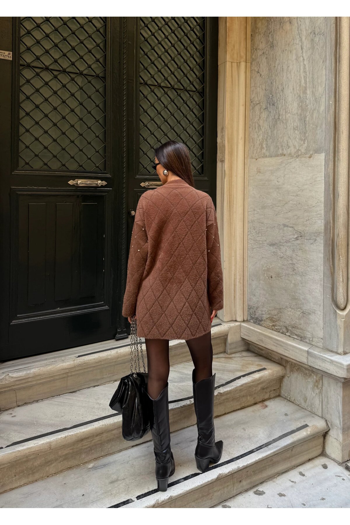 Taş Detaylı Yumuşak Dokulu Mini Elbise