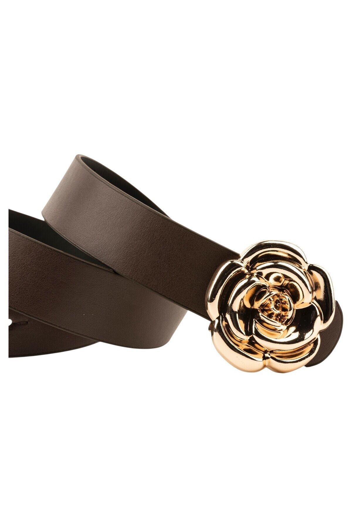 Tek Gül Tokalı Kahverengi Kadın Kemeri