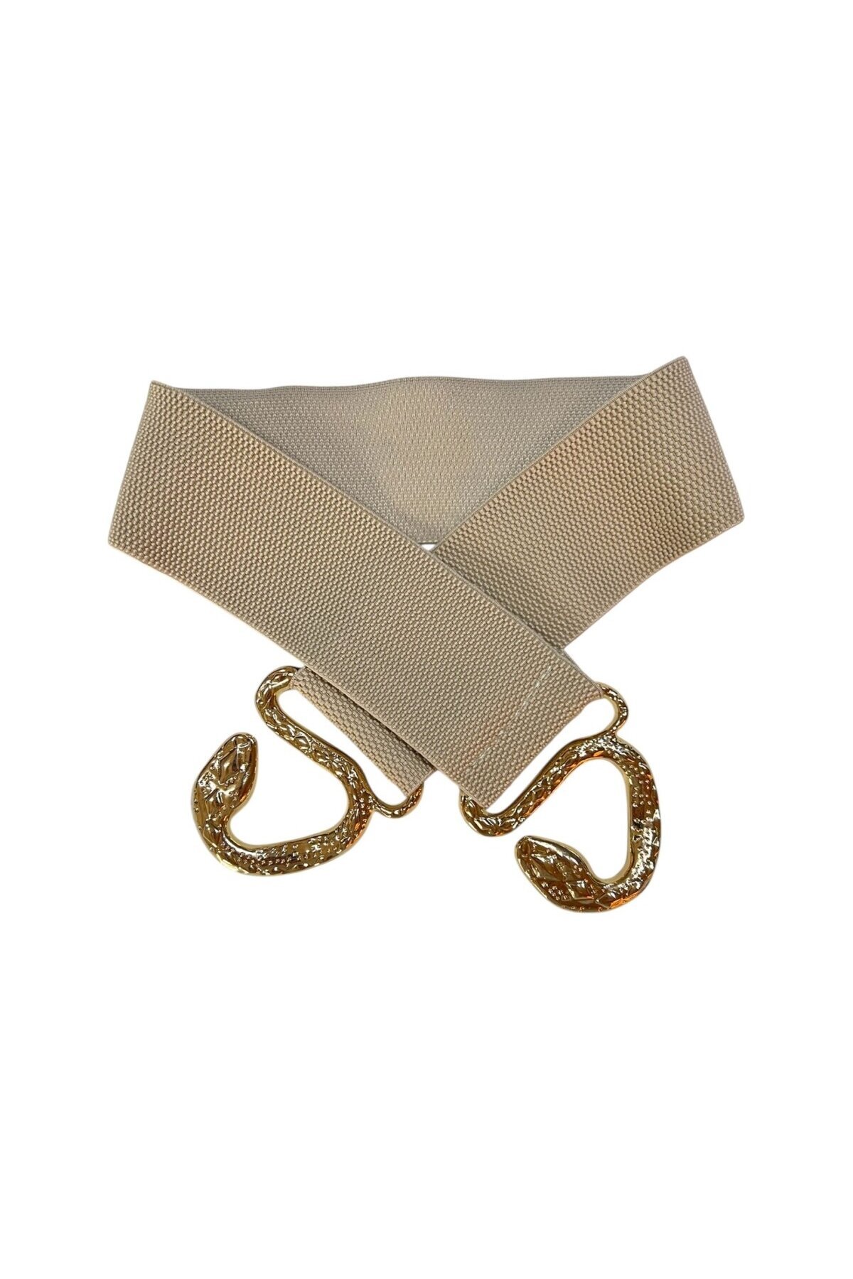 Yılan Geçme Tokalı Bej Kadın Kemeri