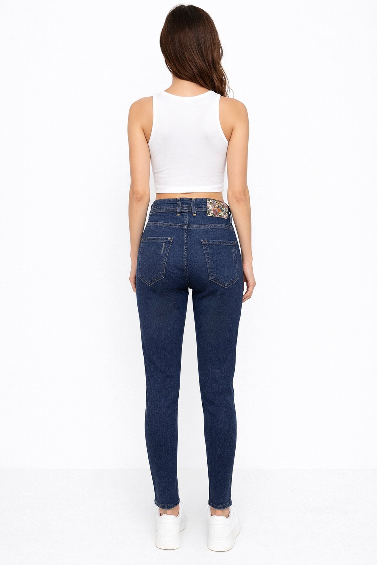 Yüksek Bel Dar Kalıp Lacivert Jean