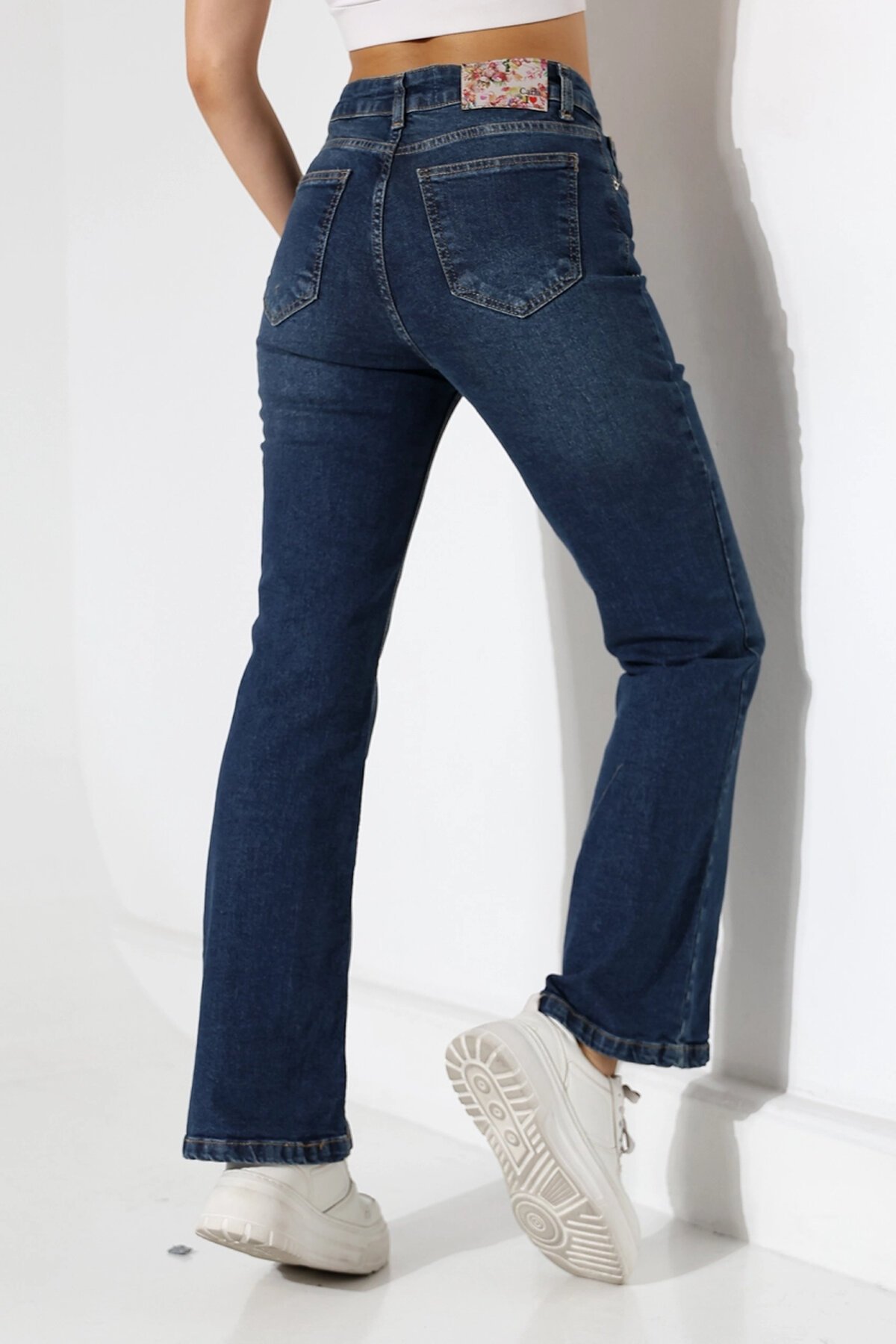 Yüksek Bel İspanyol Paça Jean Pantolon