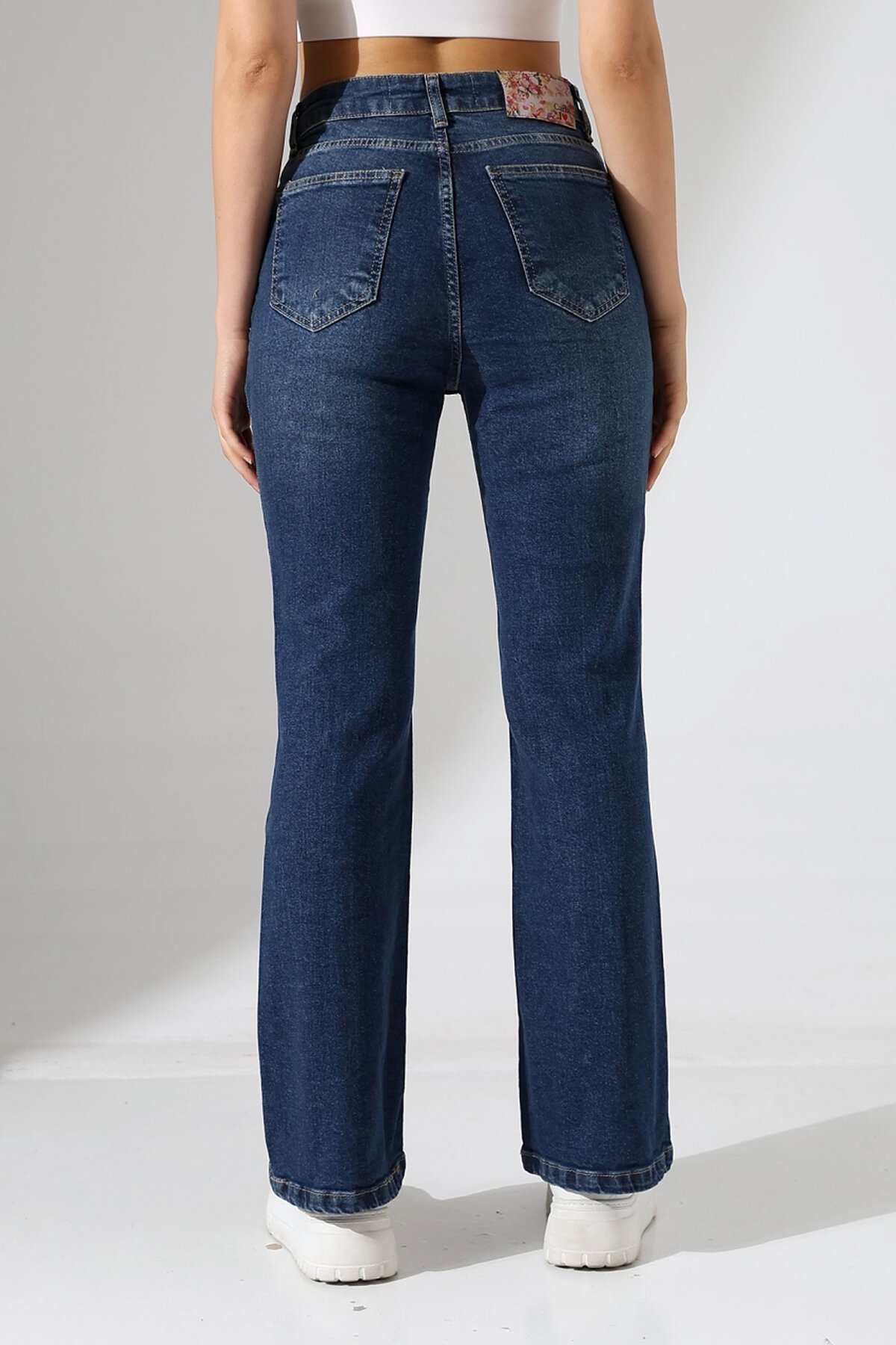 Yüksek Bel İspanyol Paça Jean Pantolon