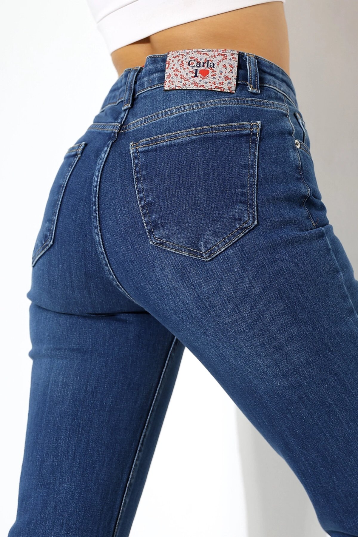 Yüksek Bel İspanyol Paça Püsküllü Jean Pantolon