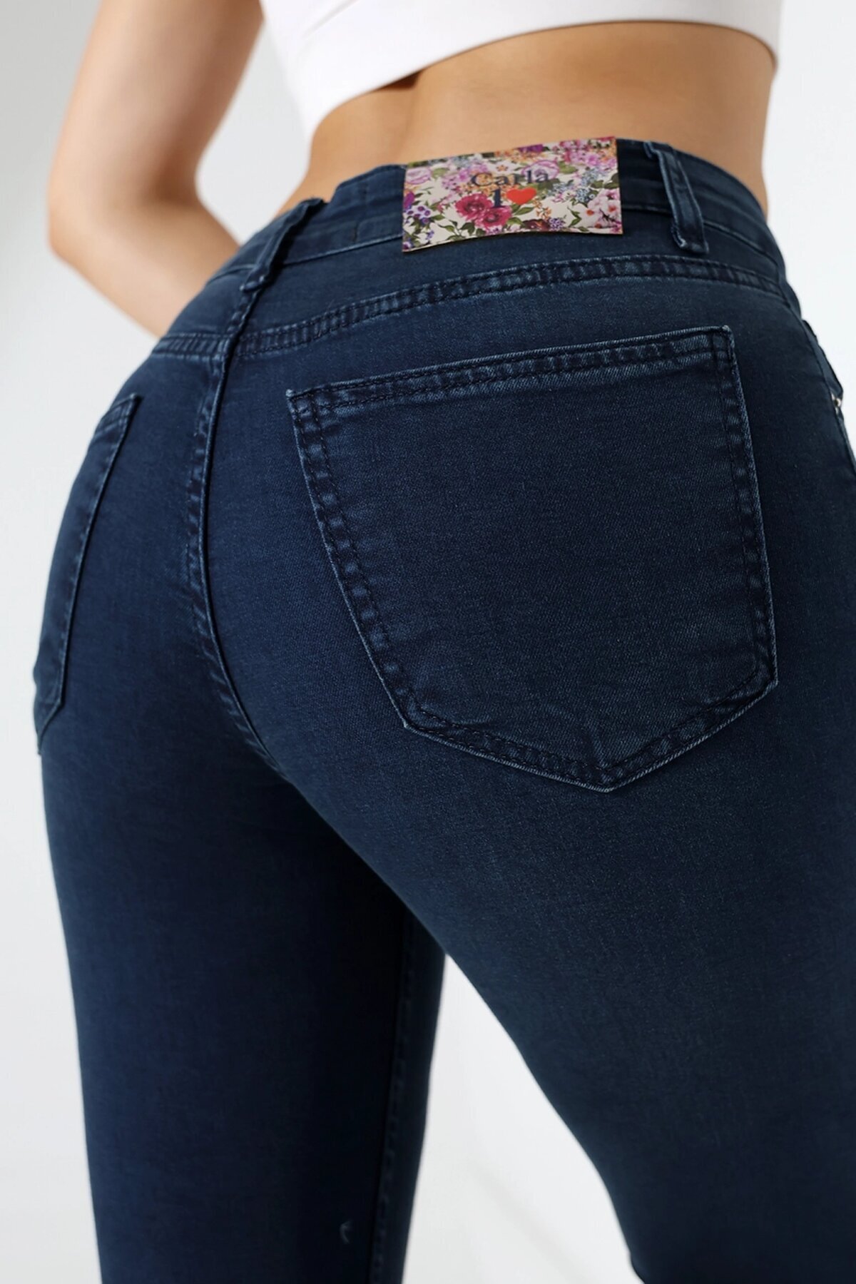 Yüksek Bel Lacivert Skinny Fit Jean Pantolon