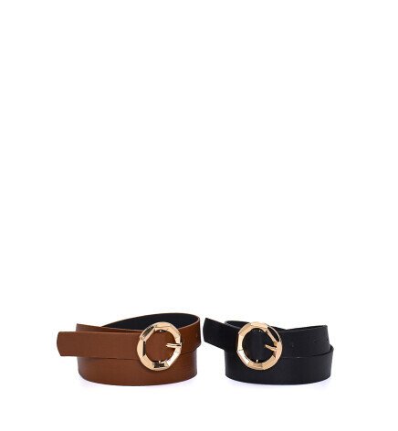 Yuvarlak Tokalı 2li Kadın Kemeri 20141