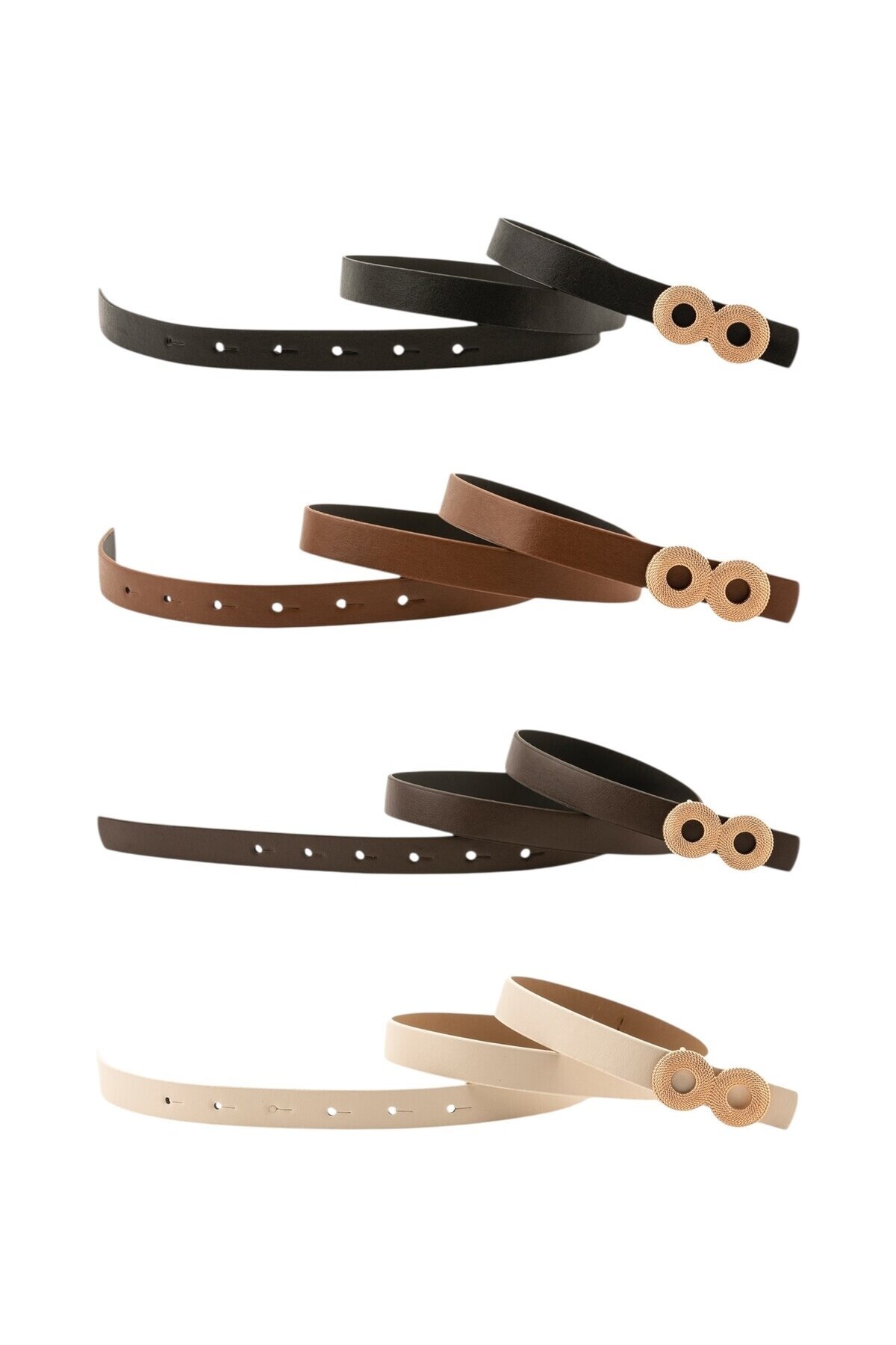 Zincir Desenli Çift Halka 4lü Set Kadın Kemeri