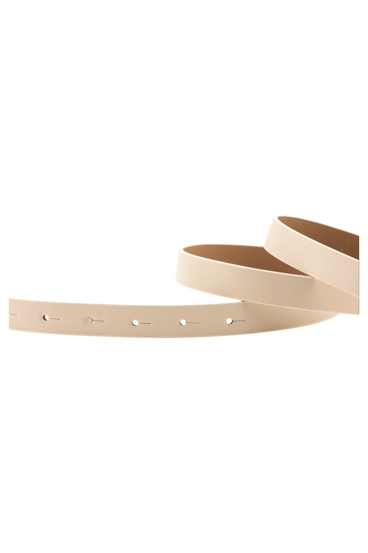 Zincir Desenli Çift Halka Tokalı Kadın Bej Kemeri