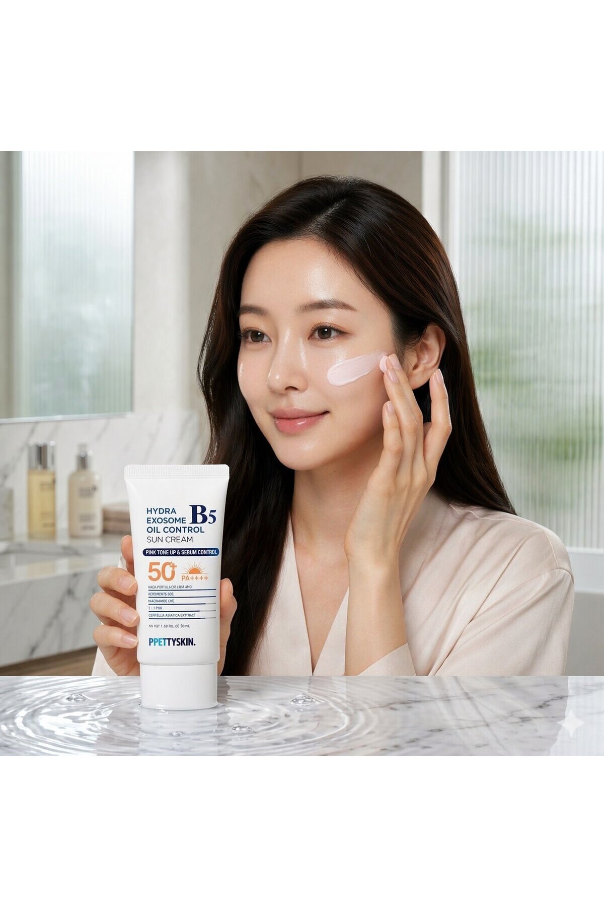 PRETTYSKIN Hydra Exosome B5 Oil Control Sun Cream SPF50+ PA++++ 50 ml | Karma Ciltler İçin Sebum Dengeleyici Güneş Kremi