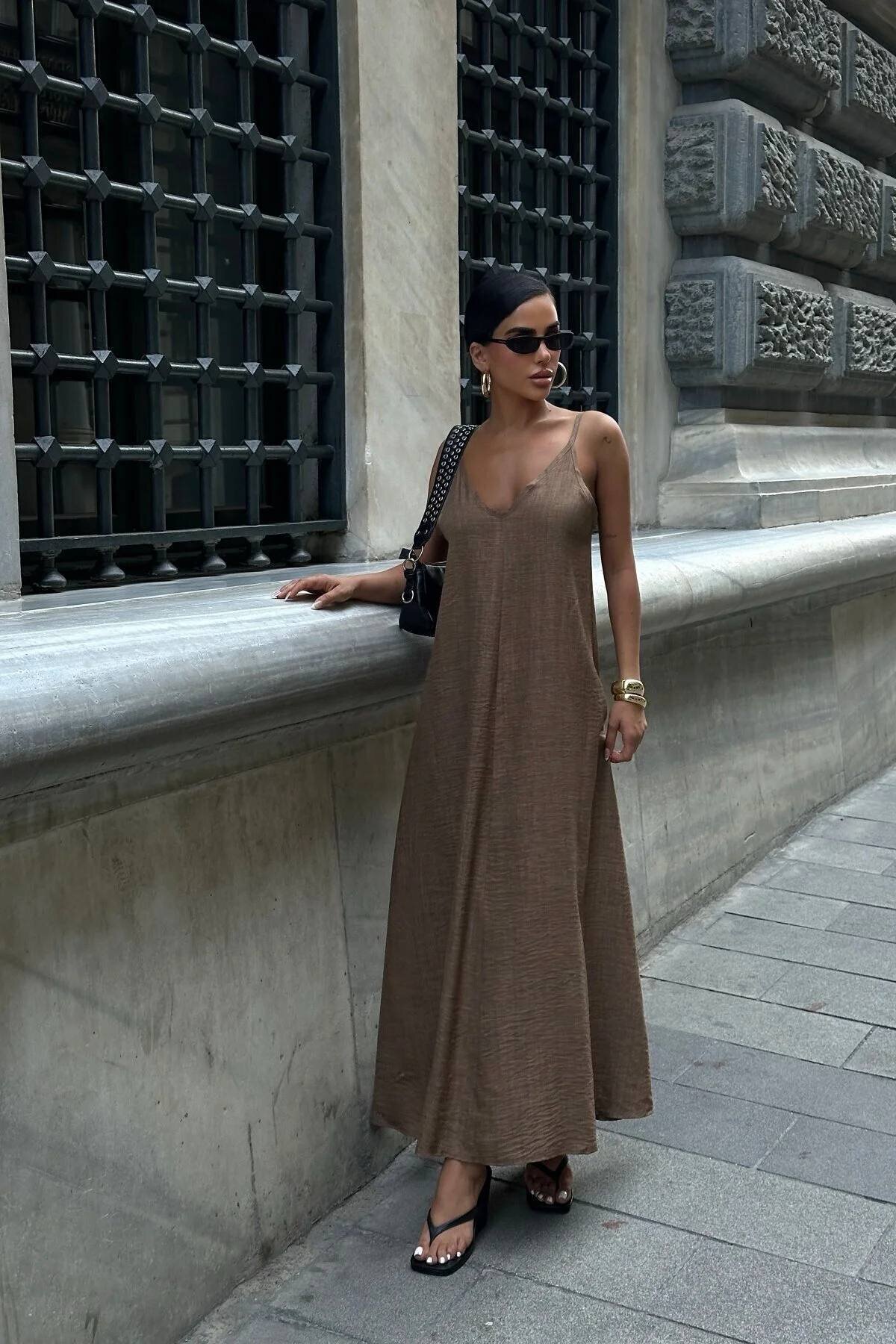 Taş Askılı Salaş Maxi Elbise