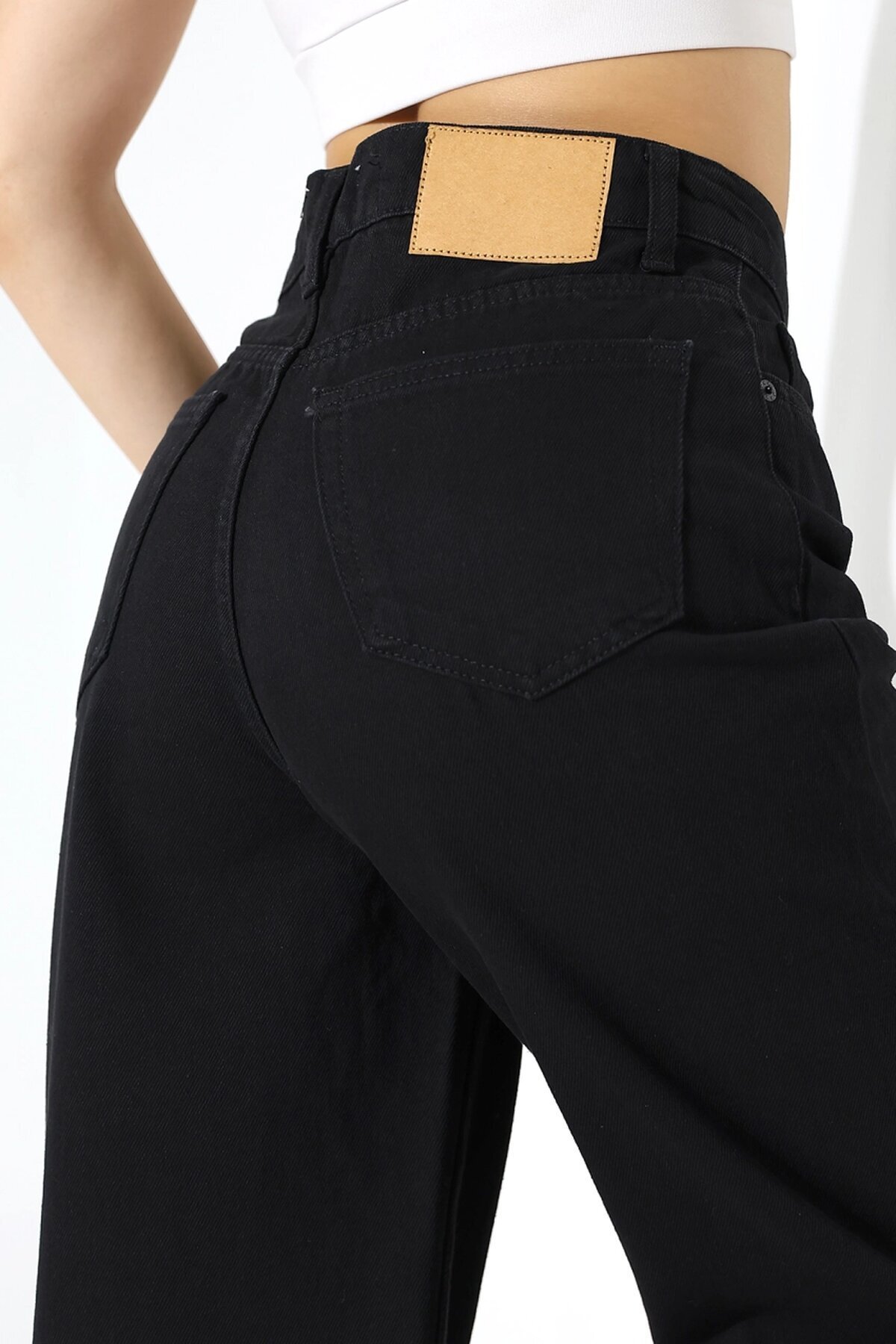 Yüksek Bel Düz Paça Siyah Pantolon