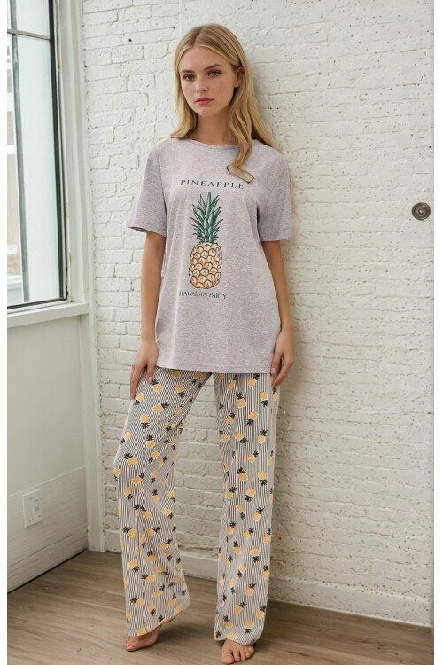 Ananas Desenli Kısa Kol Kadın Pijama Takımı – Hawaiian Party