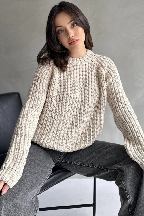 Bisiklet Yaka Selanik Örgü Triko Kazak