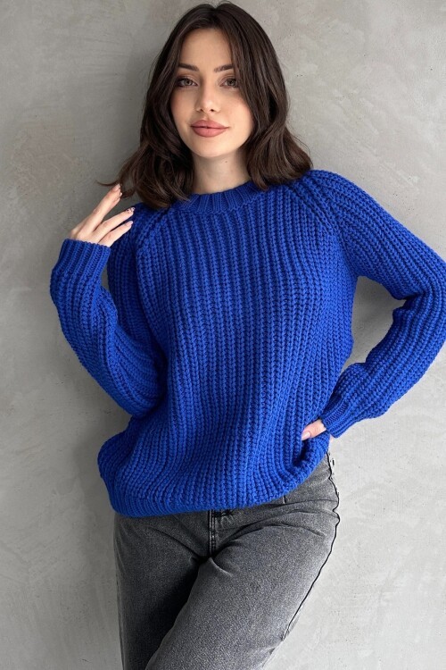 Bisiklet Yaka Selanik Örgü Triko Kazak