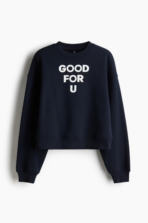 Good For U Baskılı Oversize Üç İplik Kadın Sweatshirt